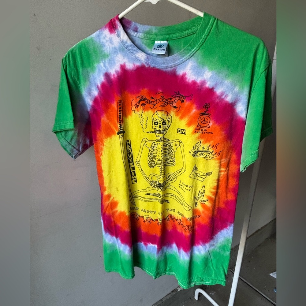Rare 2020 Heavy Slime Tie-Dye Skeleton Graphic T-Shirt Size M